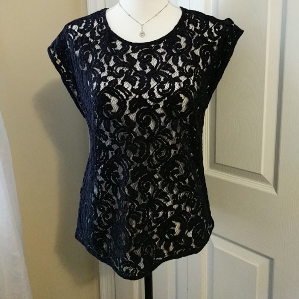 Loft navy lace top